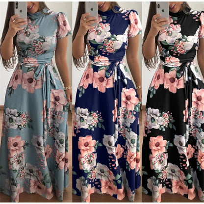 Damen Maxikleid Floralmuster Wickeldesign Kurvenbetonend Eveloria - Eveloria