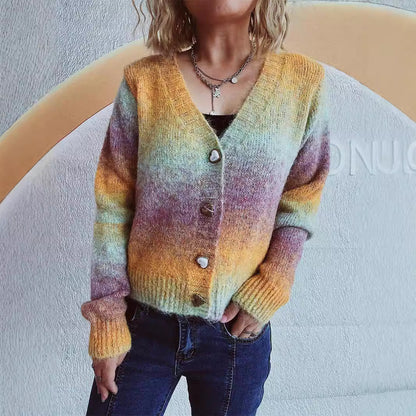 Damen Strickjacke Kuschelig Herzknöpfe Locker Eveloria - Eveloria