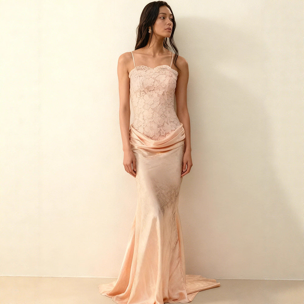 Damen Abendkleid Korsett-Design mit Schößchen Langer Saum