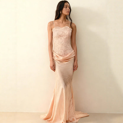Damen Abendkleid Korsett-Design mit Schößchen Langer Saum