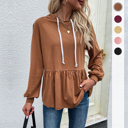 Damen Hoodie Volantdetails Grau Eveloria - Eveloria