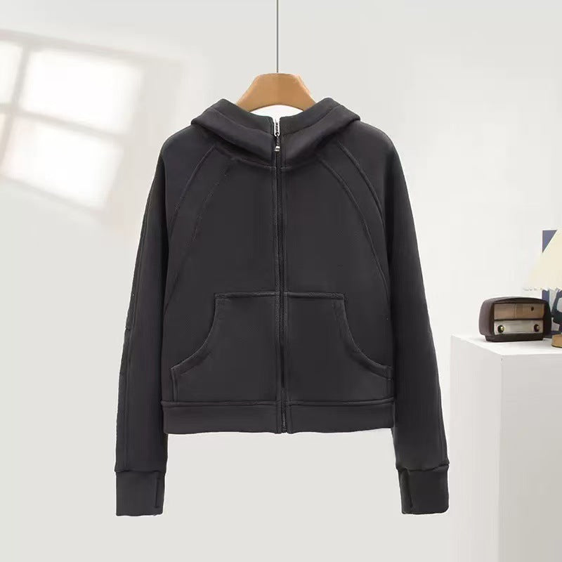 Damen Kapuzenjacke Kuschelig Hochkragen Praktische Taschen