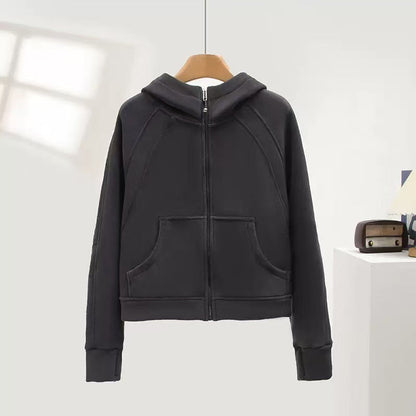 Damen Kapuzenjacke Kuschelig Hochkragen Praktische Taschen