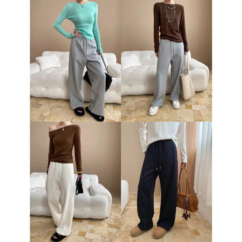 Damen Off-Shoulder Pullover Set mit weiter Hose Eveloria