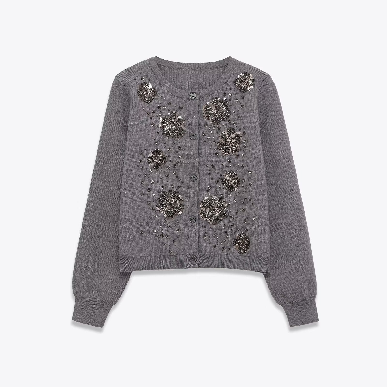Damen Strickjacke Glitzernde Blüten Details Eveloria - Eveloria