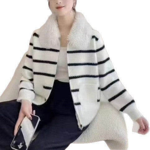 Damen Strickjacke Weich gefüttert Kuschelig Grau