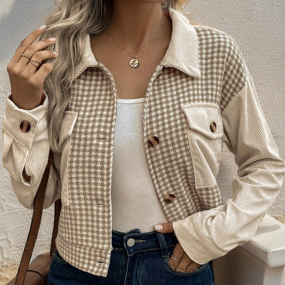 Damen Karojacke Modischer Schnitt Mit Taschen Eveloria