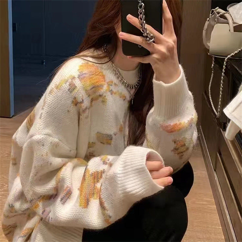 Damen Strickpullover Kreatives Muster Eveloria