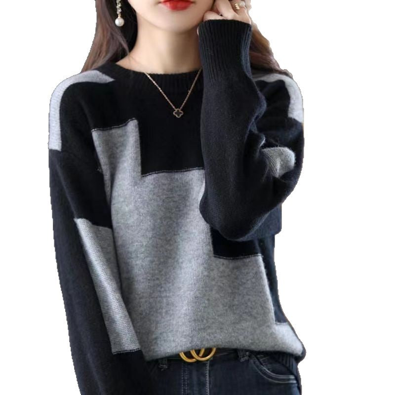 Damen Strickpullover Gemustert Geometrisch Eveloria