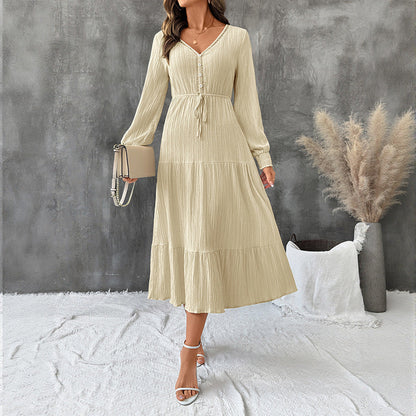 Damen Midi-Kleid Elastisch Taillenzug Schleppe Eveloria - Eveloria