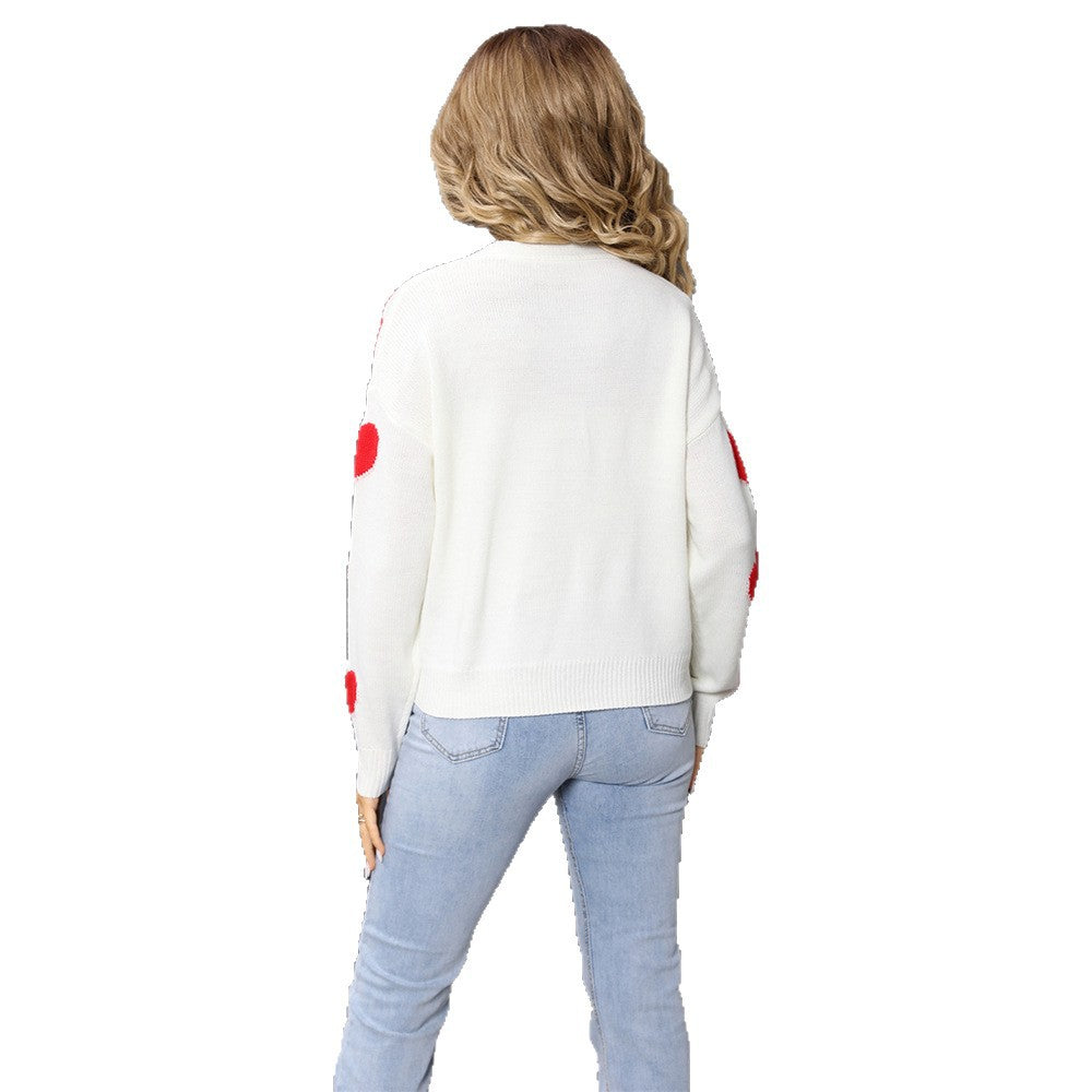 Damen Strickjacke Herzmuster V-Ausschnitt Eveloria