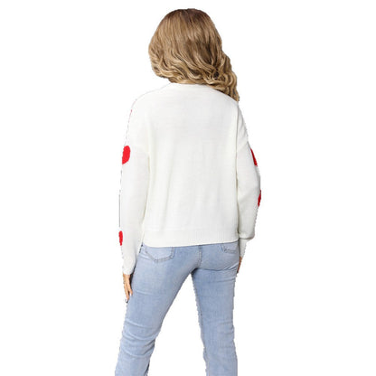 Damen Strickjacke Herzmuster V-Ausschnitt Eveloria