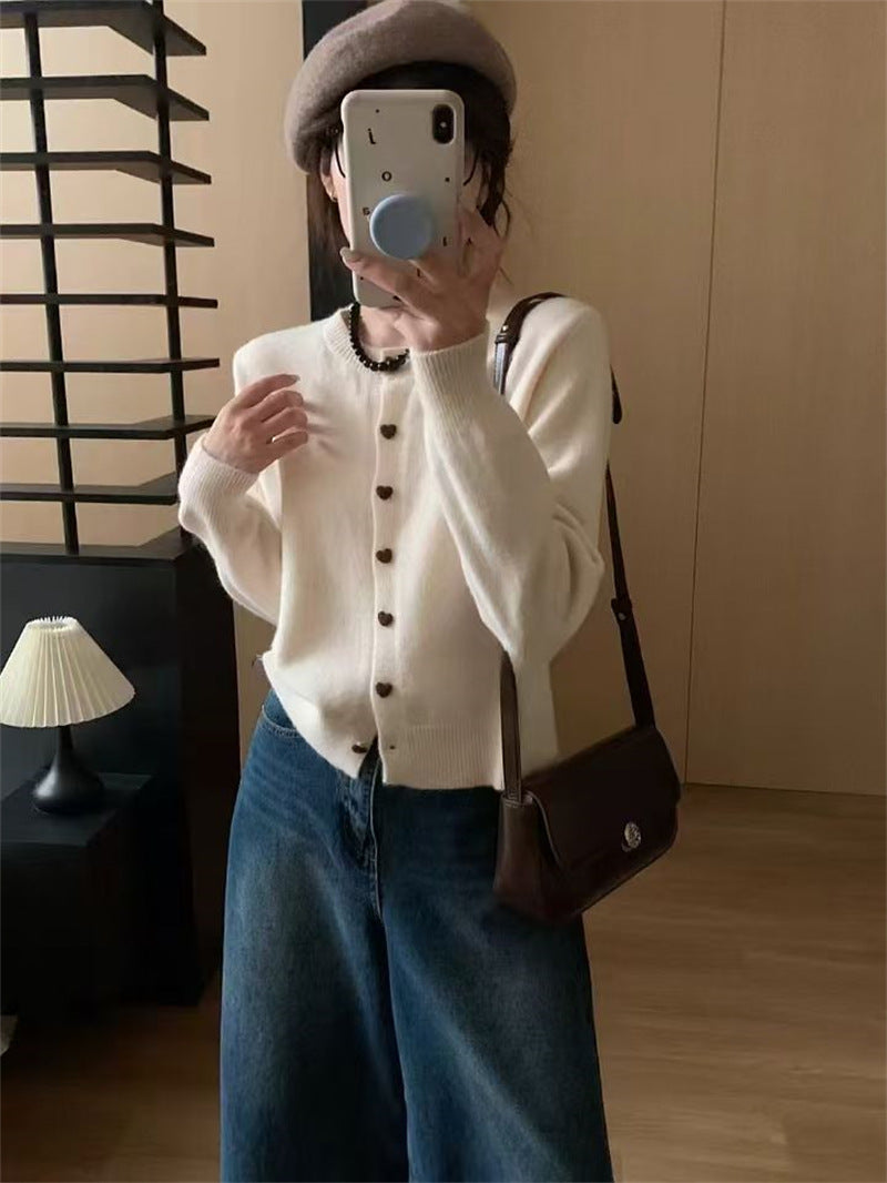Damen Strickcardigan Weich Rippstruktur Knöpfe Anthrazit