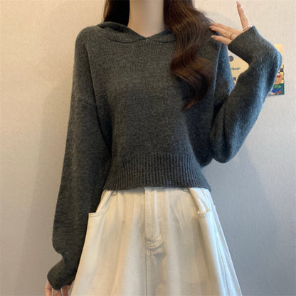 Damen Hoodie Lässige Passform Strukturiertes Material Grau Eveloria