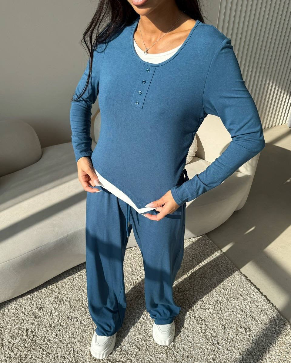 Damen Freizeitsuit Langarmoberteil und lockere Hose Eveloria