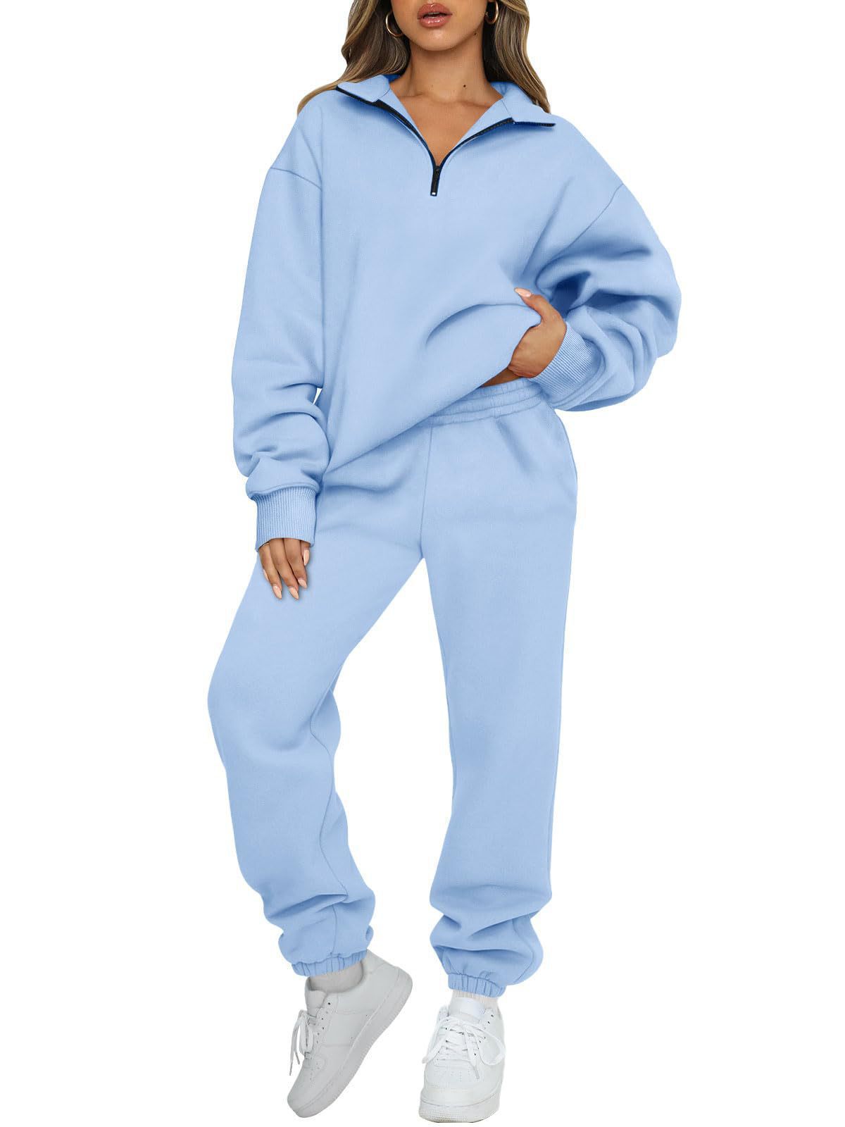 Damen Sweatpants-Set mit Stehkragen und Kängurutasche Eveloria