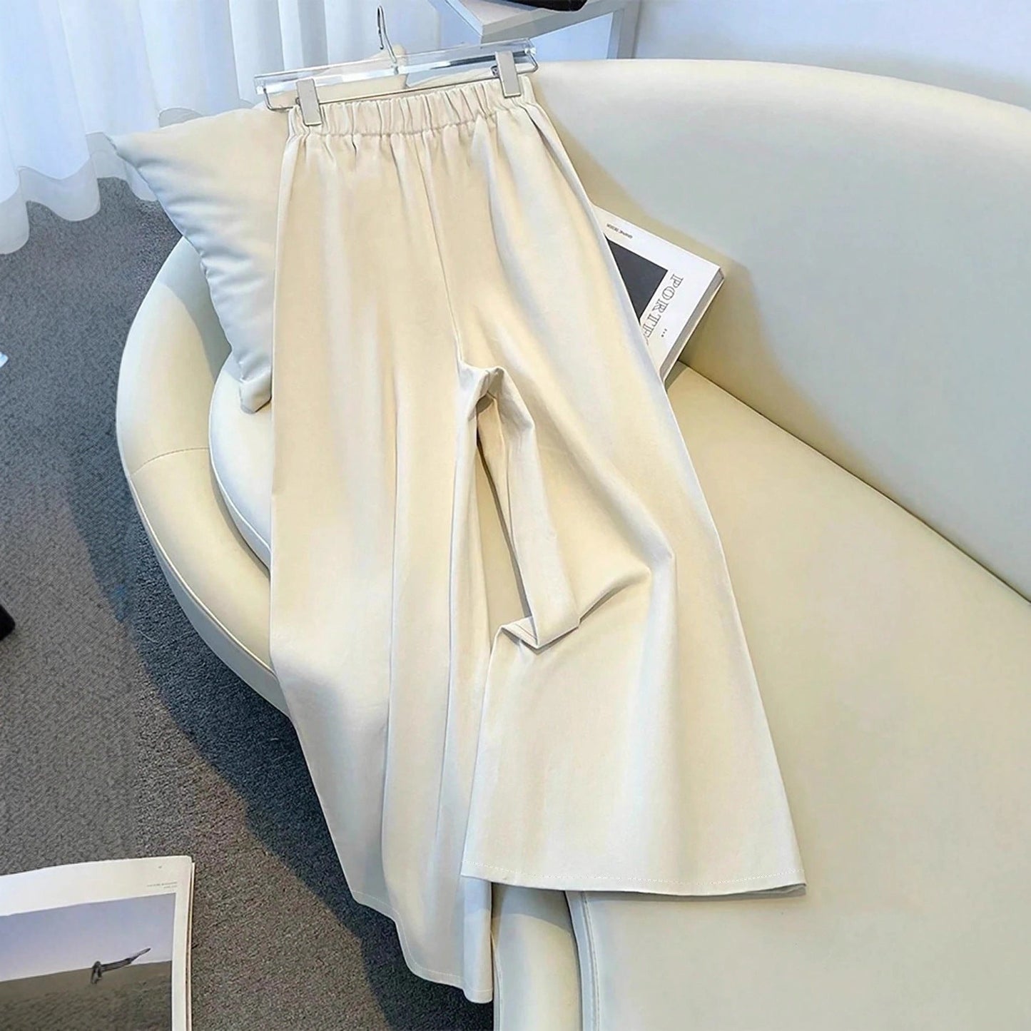 Damen Weite Hochtaillierte Hosen Faltenwurf Eveloria