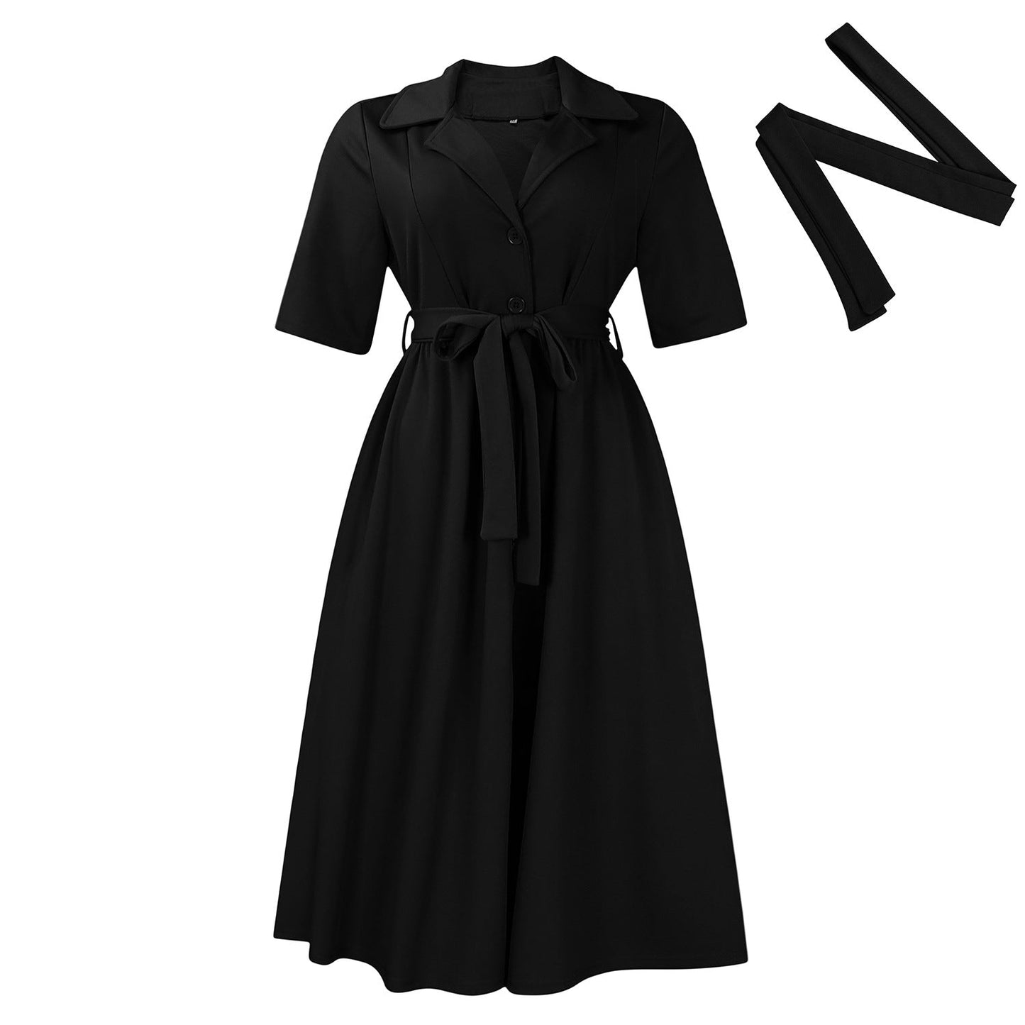 Damen Midikleid Tailliert Knopfleiste Eveloria