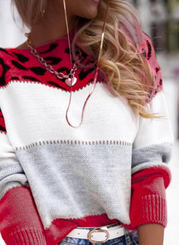 Damen Pullover Grafisches Tiermuster Strukturiert Eveloria