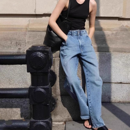 Damen Hochgeschnittene Mom Jeans Eveloria - Eveloria