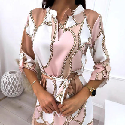 Damen Wickelkleid Floralmuster Gürtel Eveloria