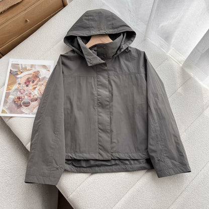 Damen Leichte Übergangsjacke Kapuze Reißverschluss Eveloria