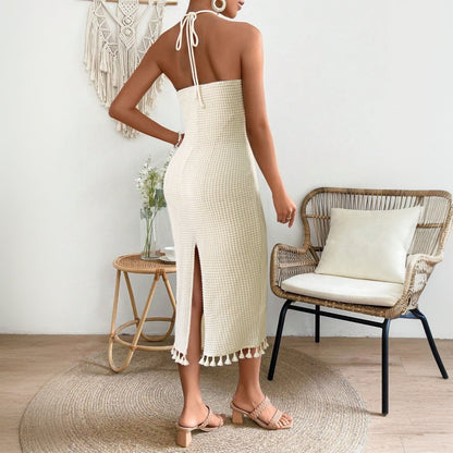 Damen Strickkleid Halsnaher Träger Eveloria