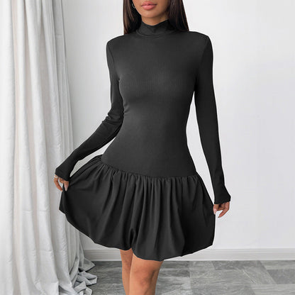 Damen Mini-Kleid Hochtailliert Rüschen Eveloria