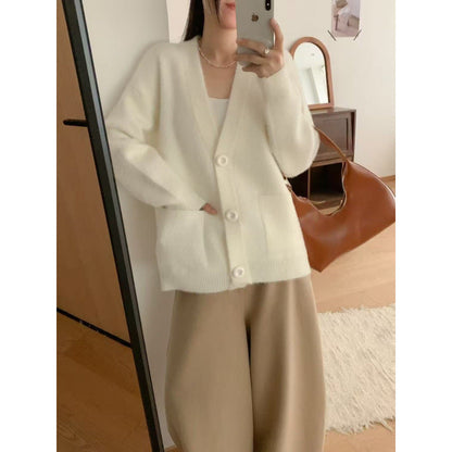 Damen Flauschiger Cardigan mit Knöpfen und Taschen Eveloria