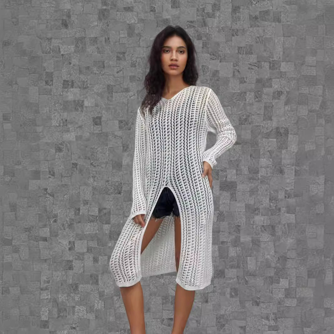 Damen Longpullover Netzdesign Eveloria