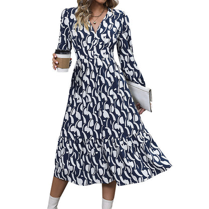 Damen Midi-Kleid Florales Muster Volantärmel Eveloria