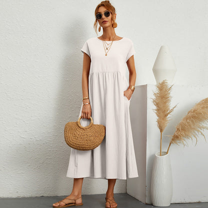 Damen Maxikleid Tailliert Mit Seitentaschen Eveloria