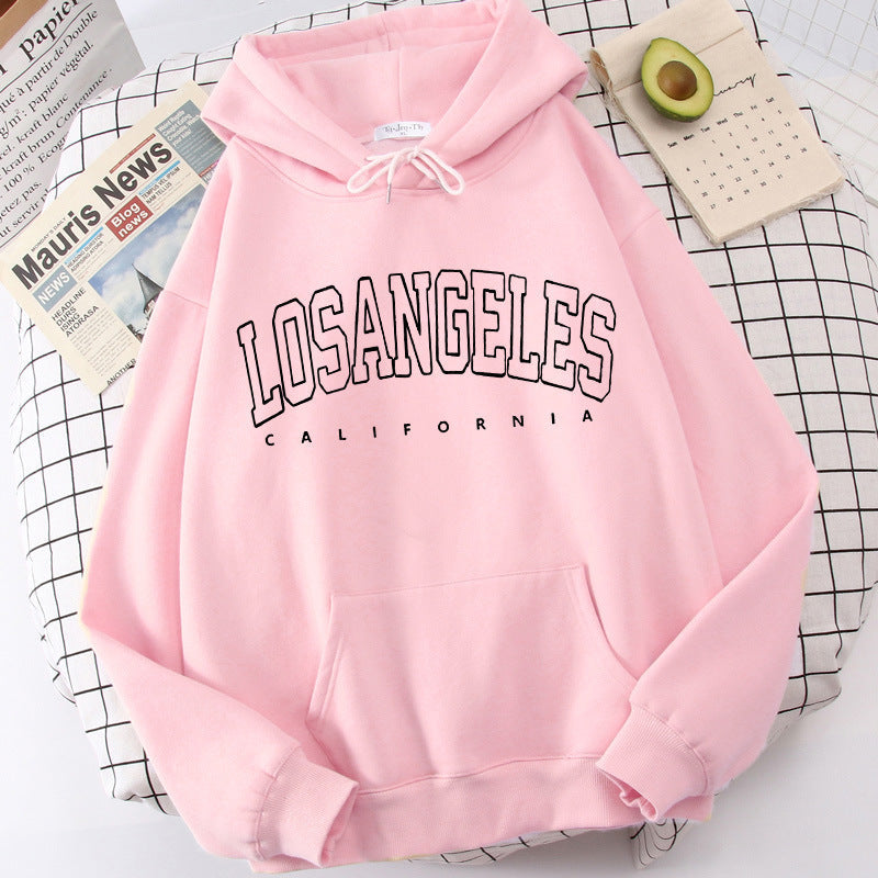 Damen Kapuzenpullover Weiter Schnitt Los Angeles Print