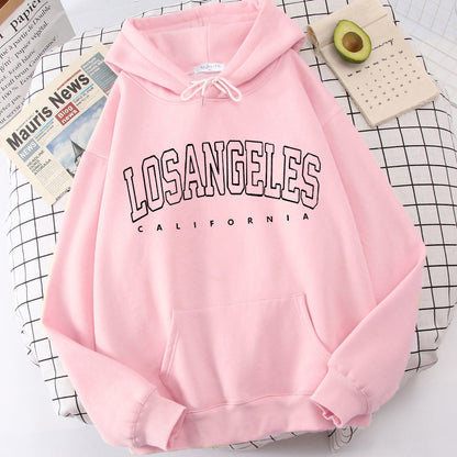 Damen Kapuzenpullover Weiter Schnitt Los Angeles Print