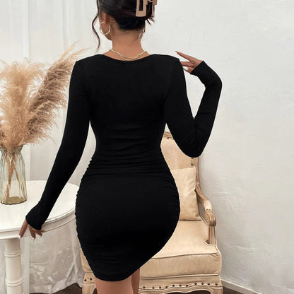 Damen Minikleid Longsleeve Rüschen Eveloria