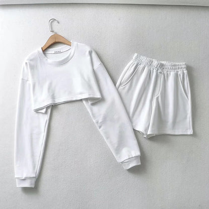 Damen Crop- und Shorts Set Eveloria Baumwolle