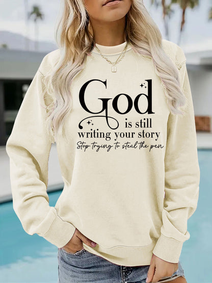 Damen Sweatshirt Inspirierender Schriftzug Grau