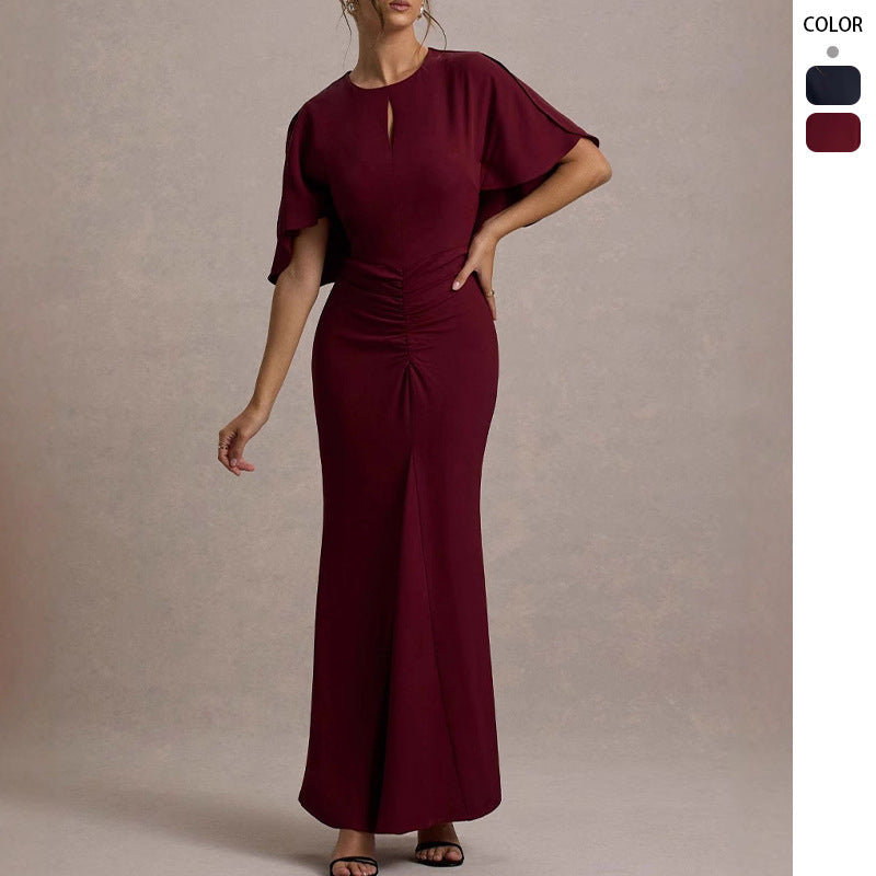 Damen Abendkleid Fließender Schnitt Kappenärmel Eveloria - Eveloria