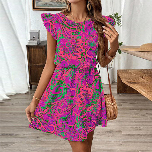 Damen Minikleid Rüschendetails Floralmuster Eveloria - Eveloria