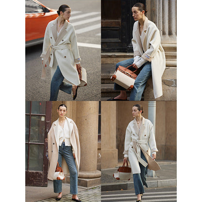 Damen Trenchcoat Doppelter Knopf Moderner Gürtel Eveloria