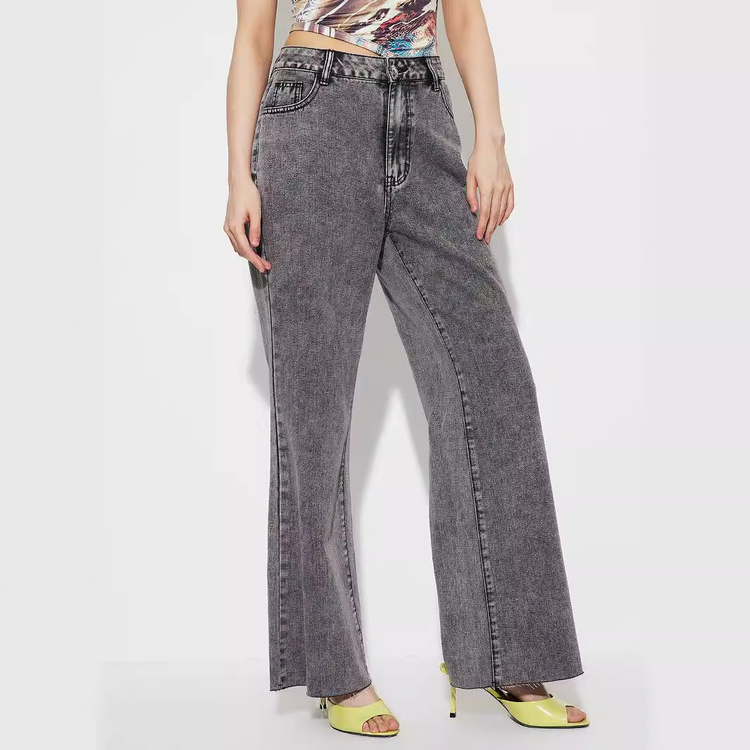 Damen High-Waist Flared Jeans mit Nähten und hohem Bund