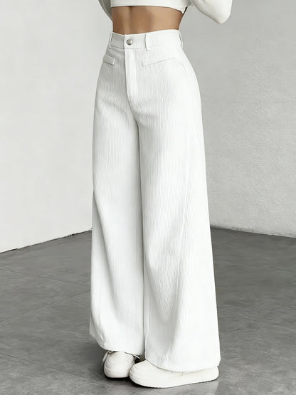 Damen Cordhose Weite Passform Hoher Bund Langer Schnitt