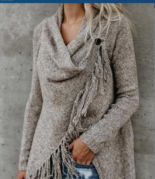 Damen Poncho mit Fransen Eveloria Gemütlich