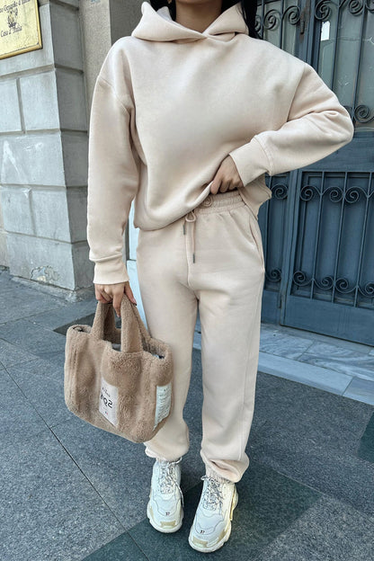 Damen Oversized Hoodie Jogginganzug Elastischer Bund