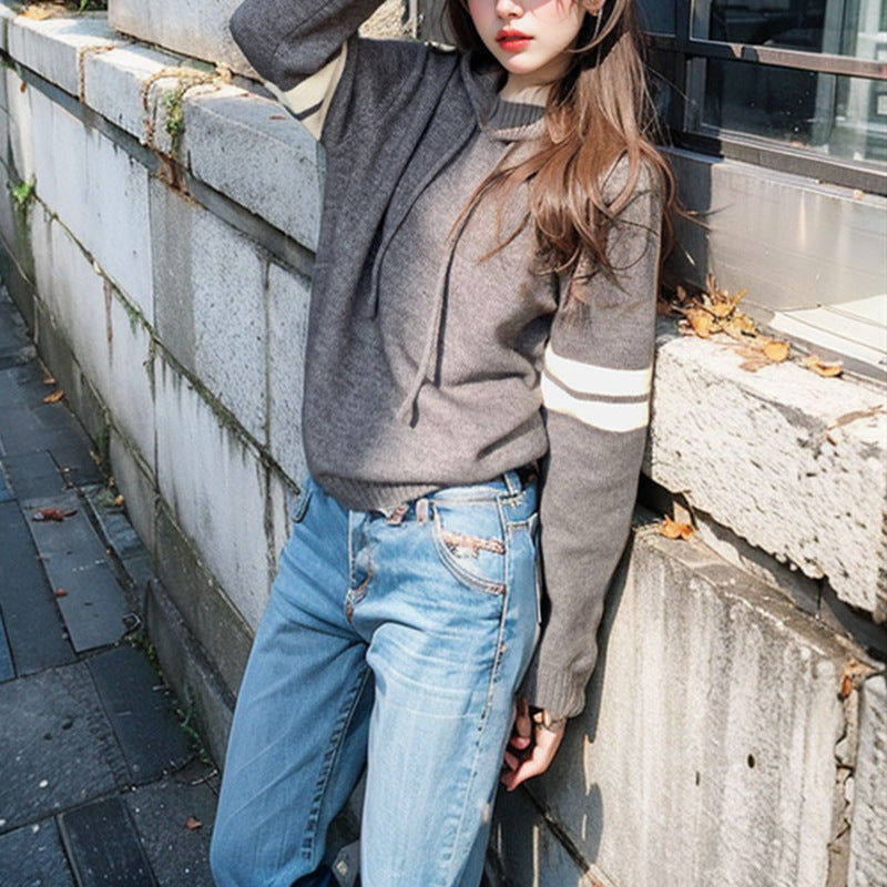Damen Kapuzenpullover mit Streifen Eveloria - Eveloria