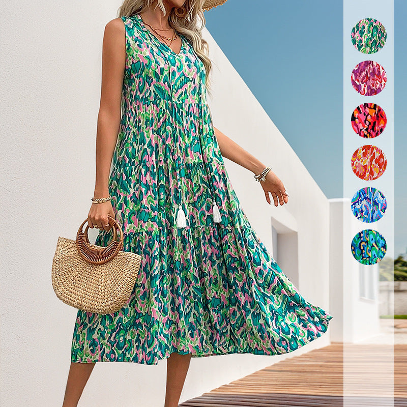 Damen Maxikleid Florales Muster Rüschendetails Eveloria - Eveloria