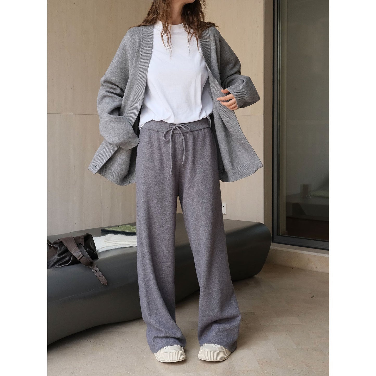 Damen Palazzo-Hose Elastischer Bund Hochtailliert Eveloria