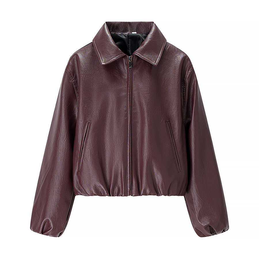 Damen Kunstlederjacke Elastischer Bund Eveloria