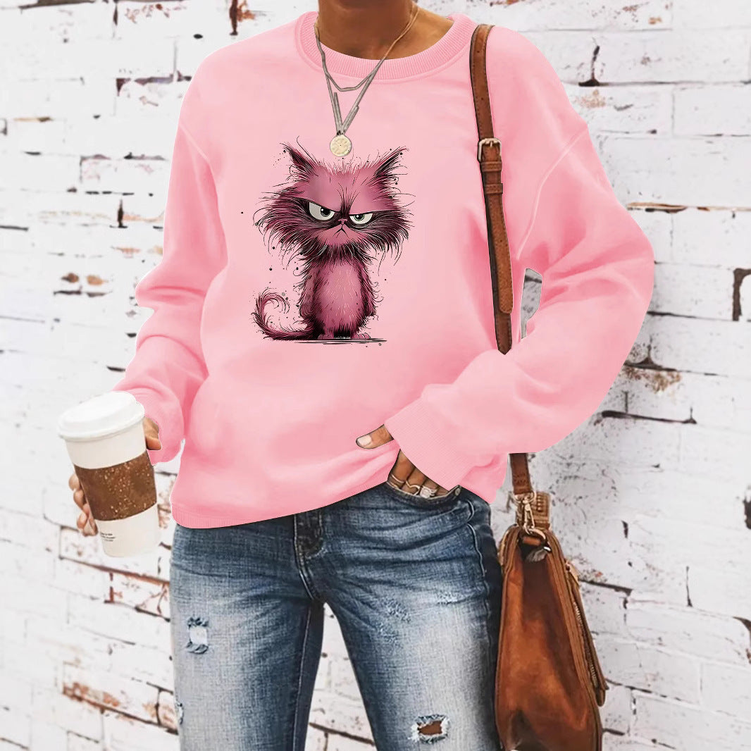 Damen Sweatshirt Katzenmotiv Eveloria Weiss - Eveloria