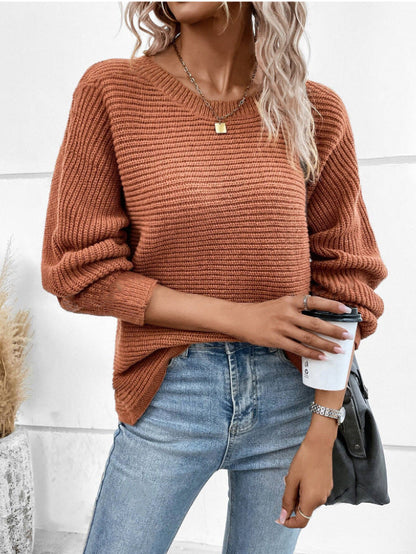 Damen Strickpullover V-Ausschnitt Kontrasttexturen Grau